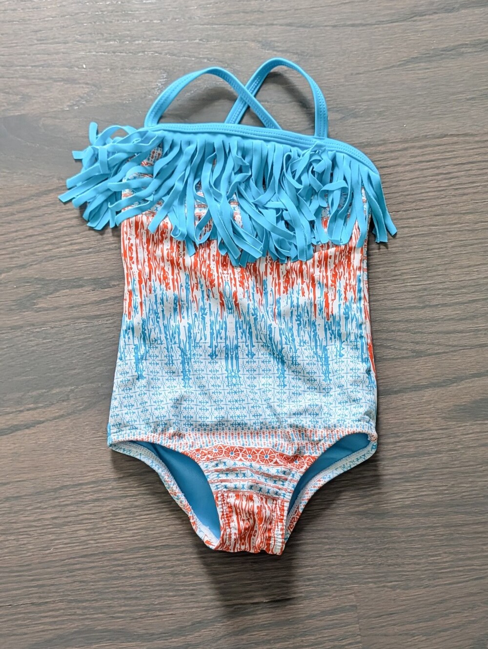 The Lucky Brand Toddler Girls One Piece Swimsuit - Blue Orange, 2T